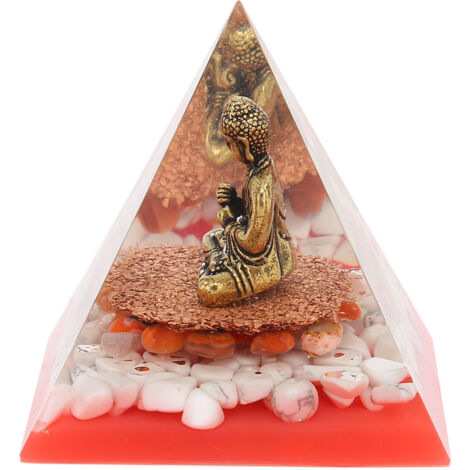Buddha-Pyramide aus Epoxidharz und Kristall – Handgefertigter Energiestein für die Dekoration von Zuhause oder Büro