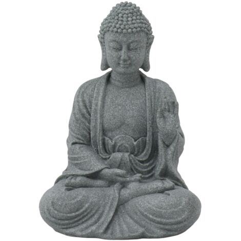 Buddha-Statue aus grünem Sandstein, sitzende Buddha-Skulptur, Dekoration für Wohnzimmer oder Garten 7135K-02
