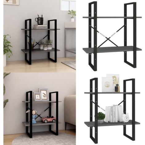 Bücherregal 2 Böden Grau 60x30x70 cm Massivholz Kiefer - Bucherregal - Holzmöbel - Regal Grau - Massivholzküche - Industrielles Design - Home & Living