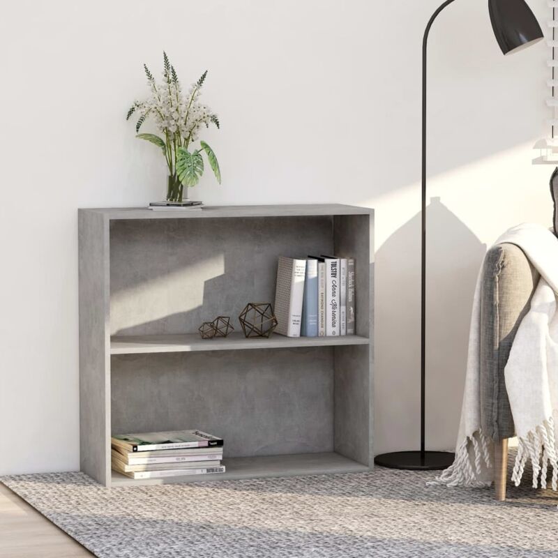 Vidaxl - Bücherregal 2 Fächer Betongrau 80x30x76, 5 Cm Holzwerkstoff