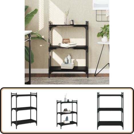 Bücherregal 3 Böden Schwarz 60x30x86 cm Holzwerkstoff - Buche Regal - Bücherregal Schwarz - Holzregal - Wohnraumorganisation - Regal Mit Schubladen