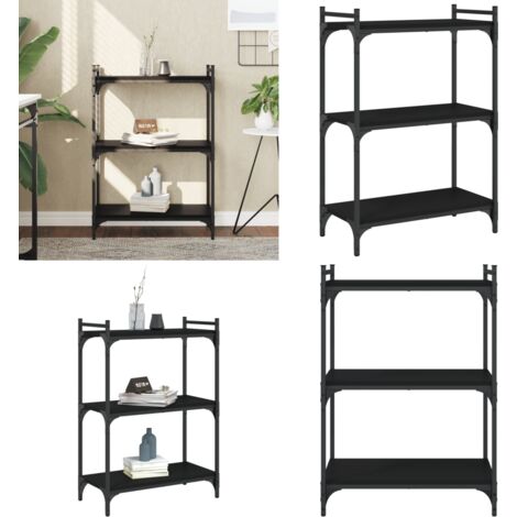 Bücherregal 3 Böden Schwarz 60x30x86 cm Holzwerkstoff - Buche Regal - Bücherregal Schwarz - Holzregal - Wohnraumorganisation - Regal Mit Schubladen - Home & Living