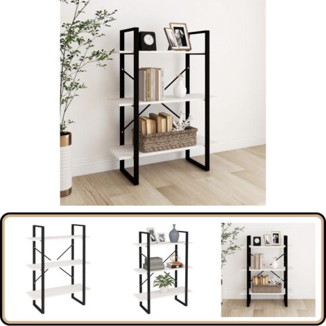 Bücherregal 3 Böden Weiß 80x30x105 cm Massivholz Kiefer - BucheRegal - Holzmöbel - Industrielles Design - Wohnraumgestaltung - Aufbewahrungslösung