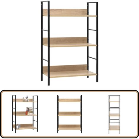 Bücherregal 3 Regalböden Eiche 60×27,6×90,5 cm Holzwerkstoff - Bücherregal - Wohnraumgestaltung - Eichenoptik - Industrielles Möbelstück - Regal Mit Schubladen
