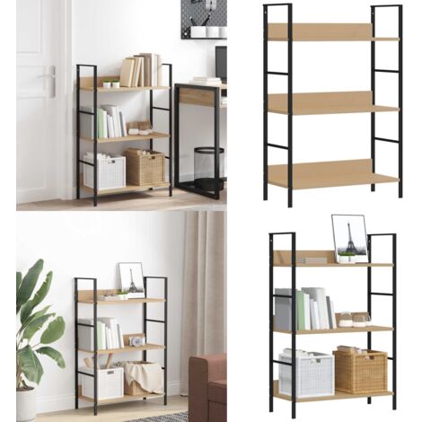 Bücherregal 3 Regalböden Eiche 60×27,6×90,5 cm Holzwerkstoff - Bücherregal - Wohnraumgestaltung - Eichenoptik - Industrielles Möbelstück - Regal Mit Schubladen - Home & Living