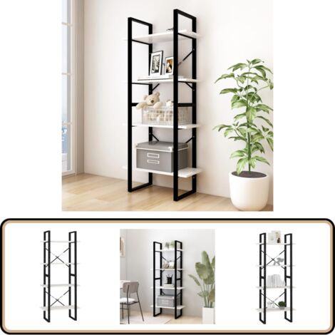 Bücherregal 4 Böden Weiß 60x30x140 cm Massivholz Kiefer - Bücherregal - Holzmöbel - Kiefernholz - Weißes Regal - Industrielles Design