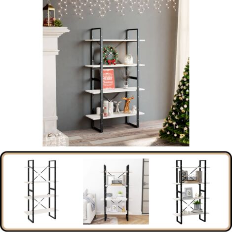 Bücherregal 4 Böden Weiß 80x30x140 cm Massivholz Kiefer - Bücherregal - Regal - Holzmöbel - Kiefernholz - Weißes Bücherregal
