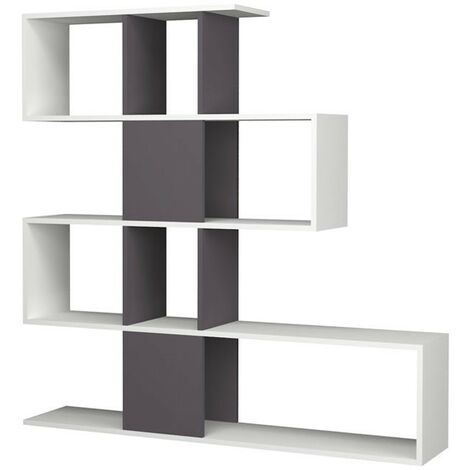 Bücherregal 4 Ebenen 9 Fächer weißgrau 145x29xh.145 cm