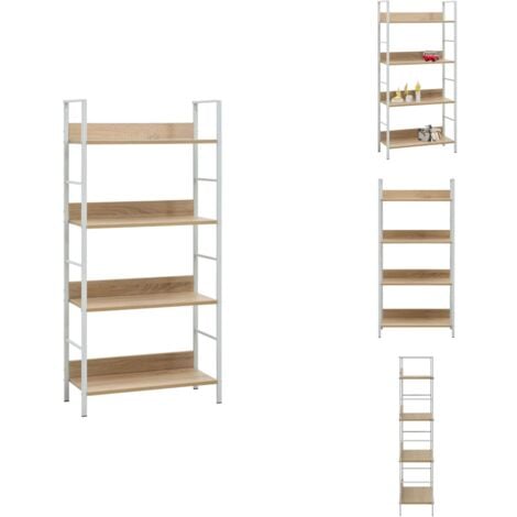 Bücherregal 4 Regalböden Eiche 60×27,6×124,5 cm Holzwerkstoff - Bücherregal - Wohnraumorganisation - Aufbewahrungslösung - Holzwerkstoffregal - Industrielles Möbelstück