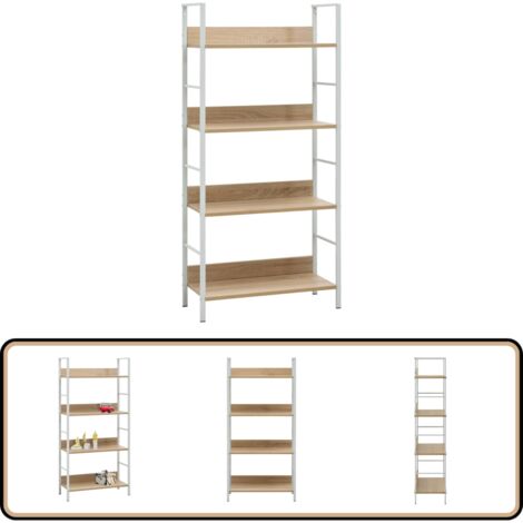 Bücherregal 4 Regalböden Eiche 60×27,6×124,5 cm Holzwerkstoff - Bücherregal - Wohnraumorganisation - Aufbewahrungslösung - Holzwerkstoffregal - Industrielles Möbelstück