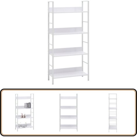 Bücherregal 4 Regalböden Weiß 60×27,6×124,5 cm Holzwerkstoff - Bücherregal - Wohnraumorganisation - Aufbewahrungslösung - Stehleuchte - Holzregal