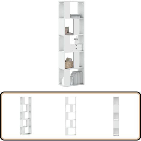 Bücherregal 5 Böden Weiß 45x23,5x162,5 cm Holzwerkstoff - Bucherregal - Holzkasten - Aufbewahrungssystem - Etagenregal - Möbelstück