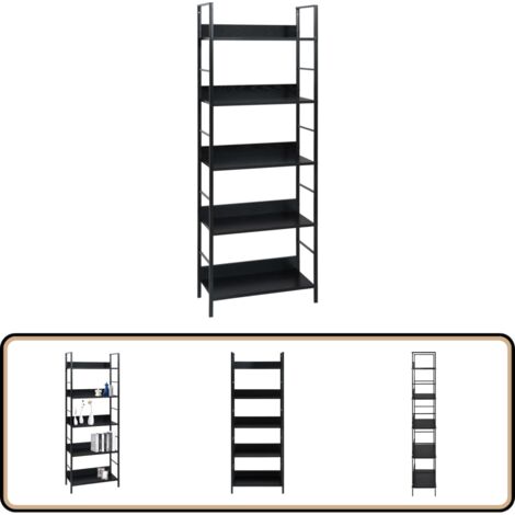 Bücherregal 5 Regalböden Schwarz 60x27,6x158,5 cm Holzwerkstoff - Bücherregal - Regal Schwarz - Wohnraumgestaltung - Aufbewahrungslösung - Industrielles Möbelstück
