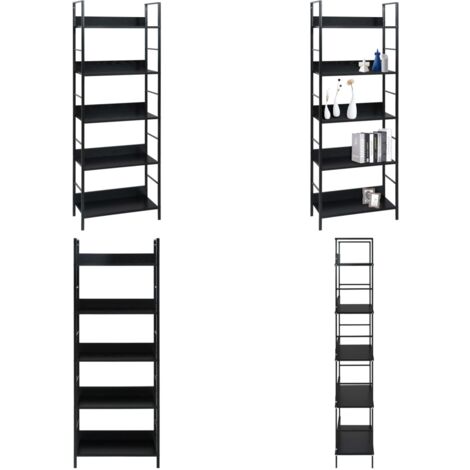Bücherregal 5 Regalböden Schwarz 60x27,6x158,5 cm Holzwerkstoff - Bücherregal - Regal Schwarz - Wohnraumgestaltung - Aufbewahrungslösung - Industrielles Möbelstück - Home & Living