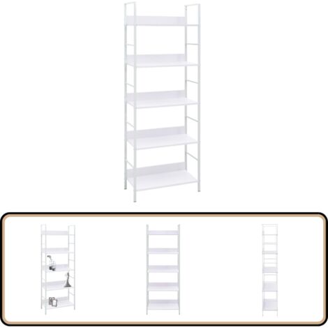 Bücherregal 5 Regalböden Weiß 60x27,6x158,5 cm Holzwerkstoff - Bücherregal - Wohnraumgestaltung - Aufbewahrungslösung - Regal Weiß - Industrielles Design