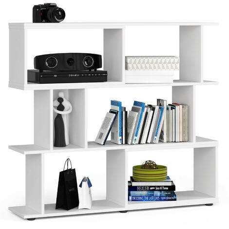 Bücherregal AKORD FIX modernes Design Weiß 120 cm 6 Ebenen B120 x H107,5 x T28,4 cm