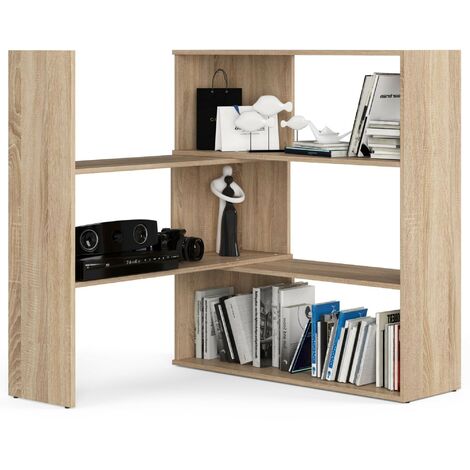Bücherregal AKORD TWIST Eckregal ausklappbar Sonoma-Eiche 173,6 cm 3 Ebenen B173,6 x H109,3 x T30 cm