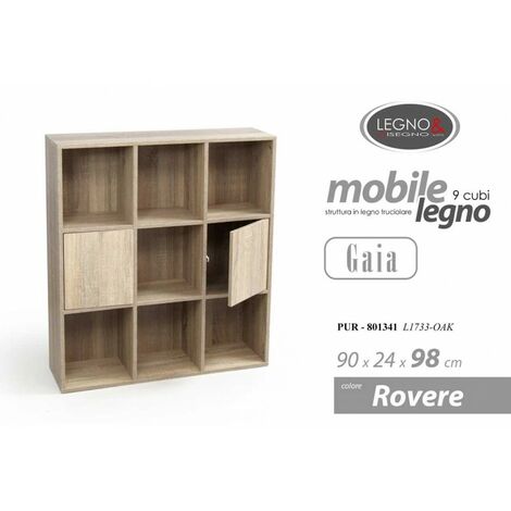 Bücherregal aus Eiche kubisch cm 90 x 24 x 98 h