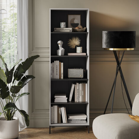 Bücherregal Eliza, Grau, 60 x 180 cm mit 5 Fächern, Vicco