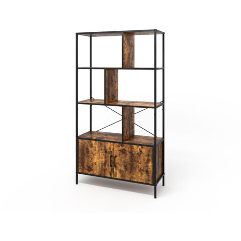 Bücherregal Fyrk, Eiche rustikal, 80 x 146.5 cm mit 2 Türen, Vicco
