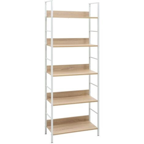 Bücherregal Küchenregal  Regal für Wohnzimmer Büro und Flur  5 Regalböden Eiche 60x27,6x158,5 cm Holzwerkstoff DE80481