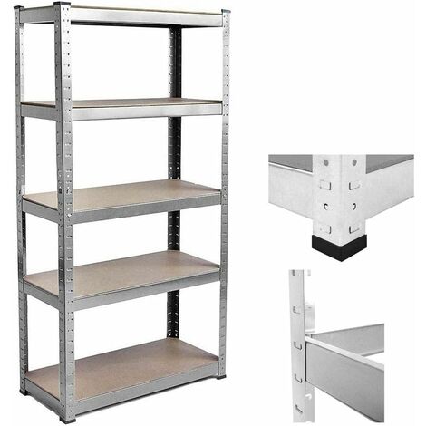 Bücherregal mit 5 Ebenen,hohes Bücherregal Standregal Bücherregal Lagerregal Metall DIY-Bücherregal,Wohnzimmerregal im Industrie-Design,für Wohnzimmer, Homeoffice,180x 90x 40cm,Verzinkt