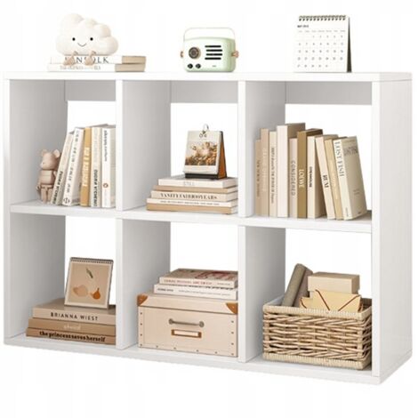Bücherregal mit 6 Einlegeböden, weiß, offener Schrank, moderner Loft-Stil, 100 x 67 x 30 cm
