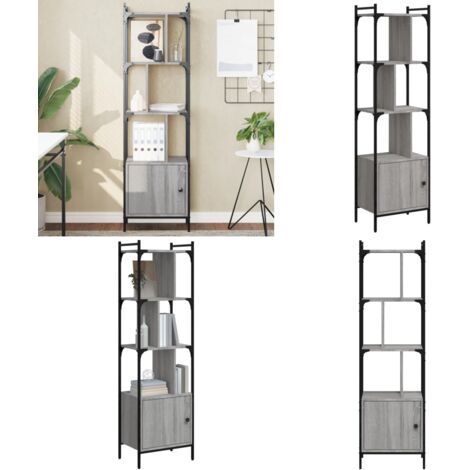 Bücherregal mit Tür Grau Sonoma 44,5x30x154,5 cm Holzwerkstoff - Buche Regal - Bücherregal Mit Tür - Holzregal - Wohnraum Dekoration - Grau Sonoma - Home & Living