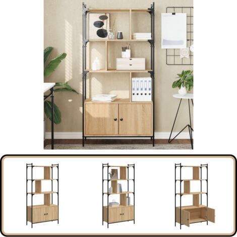 Bücherregal mit Tür Sonoma-Eiche 76,5x30x154,5 cm Holzwerkstoff - Buche Regal - Bücherständer - Holzregal - Wohnraum Dekoration - Schlafzimmer Organisation