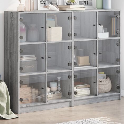 Bücherregal mit Türen Grau Sonoma 136x37x109 cm Holzwerkstoff vidaXL