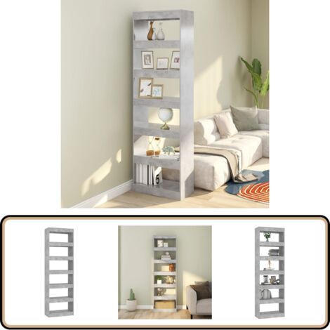 Bücherregal/Raumteiler Betongrau 60x30x198 cm - BucheRegal - Holzregal - Raumteiler - Betongrau - Bücherständer