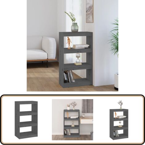 Bücherregal/Raumteiler Grau 60x30x103,5 cm Massivholz Kiefer - Bücherregal - Holzmöbel - Kiefernholz - Raumteiler - Etagenregal