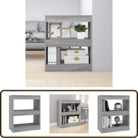 Bücherregal/Raumteiler Grau Sonoma 60x30x72 cm - Bucherregal - Raumteiler - Holzmöbel - Grau - Wohnzimmer
