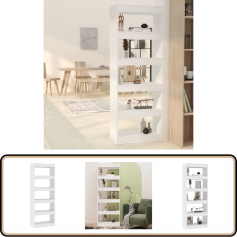 Bücherregal/Raumteiler Weiß 60x30x166 cm Holzwerkstoff - BucheRegal - Holzregal - Raumteiler - Weißes Regal - Wohnzimmer Dekoration