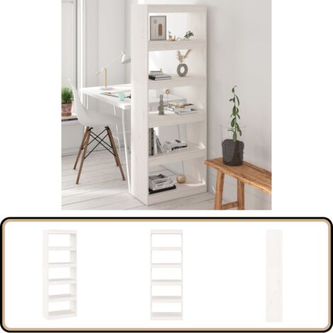 Bücherregal/Raumteiler Weiß 60x30x167,5 cm Massivholz Kiefer - Bücherregal - Holzregal - Stehleuchte - Raumteiler - Weißer Schrank