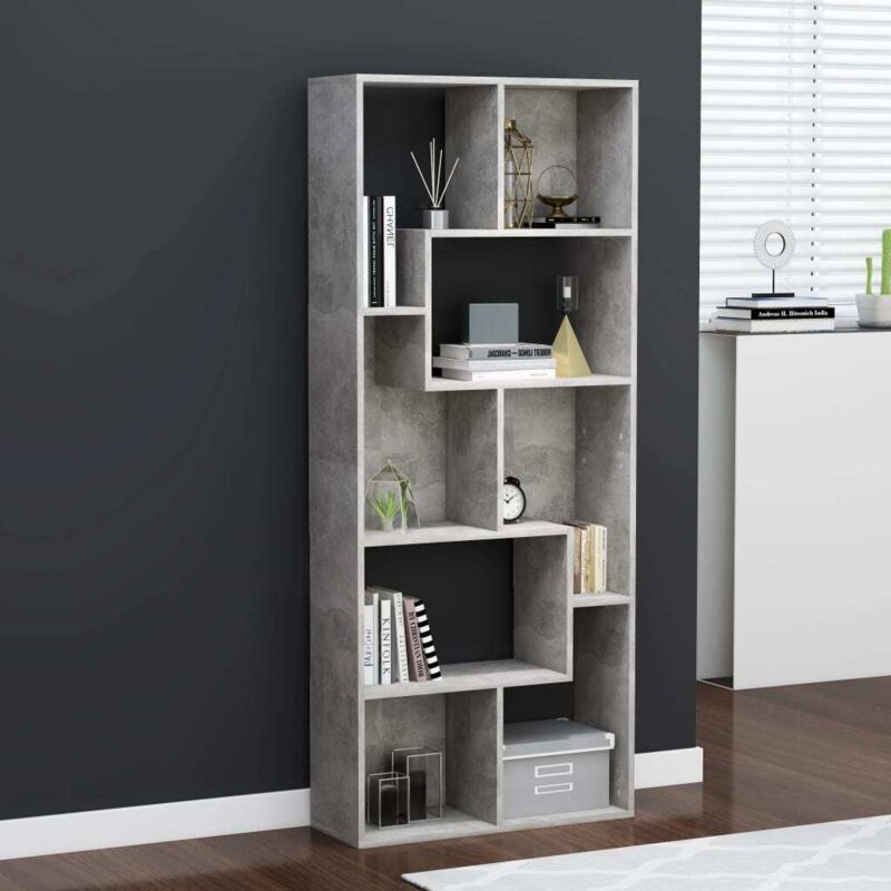 Vidaxl - Bücherregal Betongrau 67x24x161 Cm Holzwerkstoff