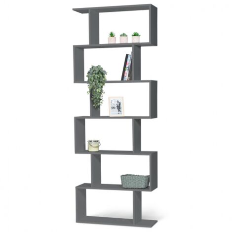 Bücherregal SOFIA S-Form Holz grau 189 cm