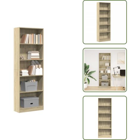 Bücherregal Sonoma-Eiche 60x24x176 cm Holzwerkstoff - Bücherregal - Bücherregale - Bücherschrank - Bücherschränke