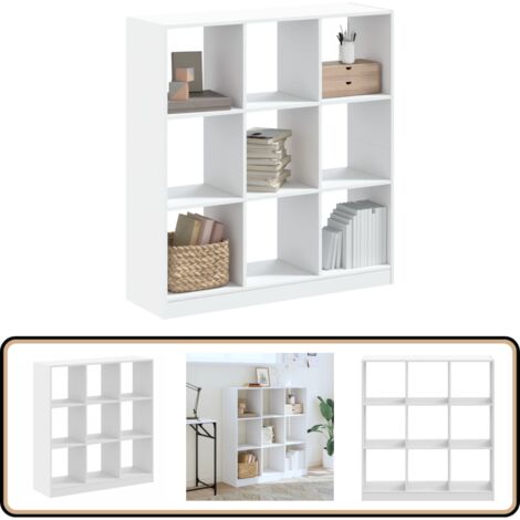 Bücherregal Weiß 102x32x108 cm Holzwerkstoff - Buche Regal - Holzregal - Wohnraum Dekoration - Aufbewahrungssystem - Bücheraufbewahrung