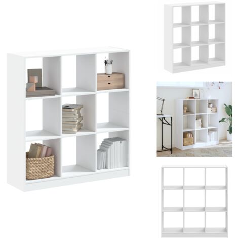 Bücherregal Weiß 102x32x108 cm Holzwerkstoff - Buche Regal - Holzregal - Wohnraum Dekoration - Aufbewahrungssystem - Bücheraufbewahrung