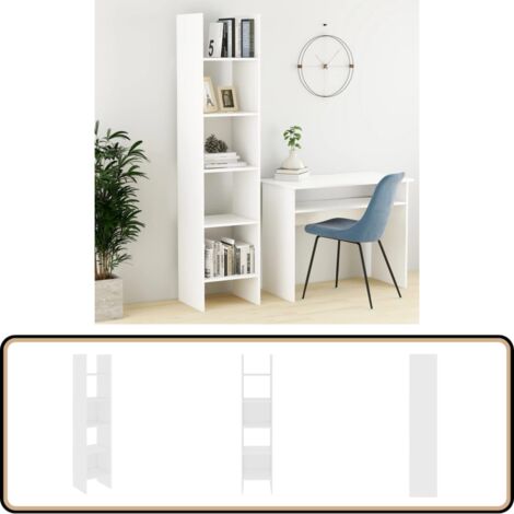 Bücherregal Weiß 40x35x180 cm Holzwerkstoff - Bücherregal - Regal - Holzregal - Weißes Bücherregal - Schrank