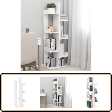 Bücherregal Weiß 48x25,5x140 cm Holzwerkstoff - BucheRegal - Bücherregal Weiß - Wohnraumgestaltung - Raumtrenner - Aufbewahrungslösung