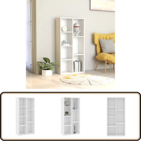 Bücherregal Weiß 50×25×106 cm Holzwerkstoff - Bücherregal - Holzmöbel - Weißes Möbelstück - Regal - Aufbewahrung