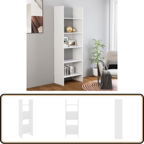 Bücherregal Weiß 60x35x180 cm Holzwerkstoff - Bücherregal - Regal - Weißes Regal - Holzkasten - Aufbewahrungssystem