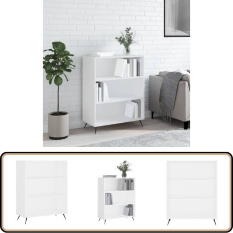 Bücherregal Weiß 69,5x32,5x90 cm Holzwerkstoff - Bucherregal - Regal - Wohnraumorganisation - Holzwerkstoffregal - Weißer Schrank