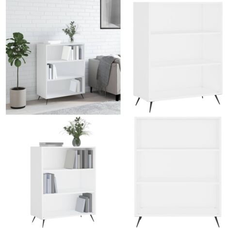 Bücherregal Weiß 69,5x32,5x90 cm Holzwerkstoff - Bucherregal - Regal - Wohnraumorganisation - Holzwerkstoffregal - Weißer Schrank - Home & Living