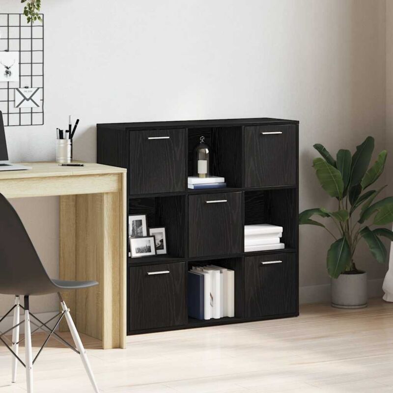 Vidaxl - Bücherschrank Schwarz Eichen-optik 90x28x90 Cm Holzwerkstoff