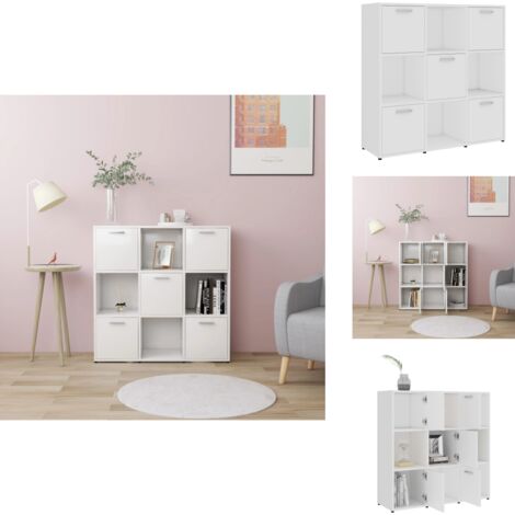 Bücherregal Weiß 90x30x90 cm Holzwerkstoff - Buche Regal - Holzmöbel - Bücherregal Weiß - Aufbewahrung - Wohnraumorganisation