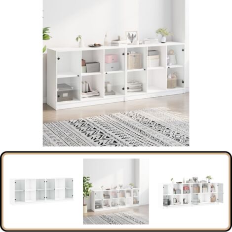 Bücherschrank mit Türen Weiß 204x37x75 cm Holzwerkstoff - Buchschrank - Regal - Wohnzimmermöbel - Weißer Schrank - Holzmöbel