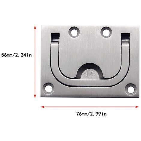 Bündiger Lukengriff aus Edelstahl 316 – 2er-Set inklusive Schrauben – Abmessungen 76 x 56 mm – Für Bootsmöbel und Schränke